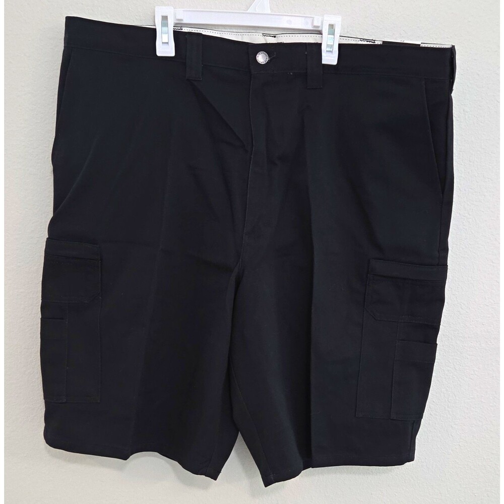 Dickies Men’s Black Cotton Twill Cargo Shorts Flat Front Zip Pockets LR337BK